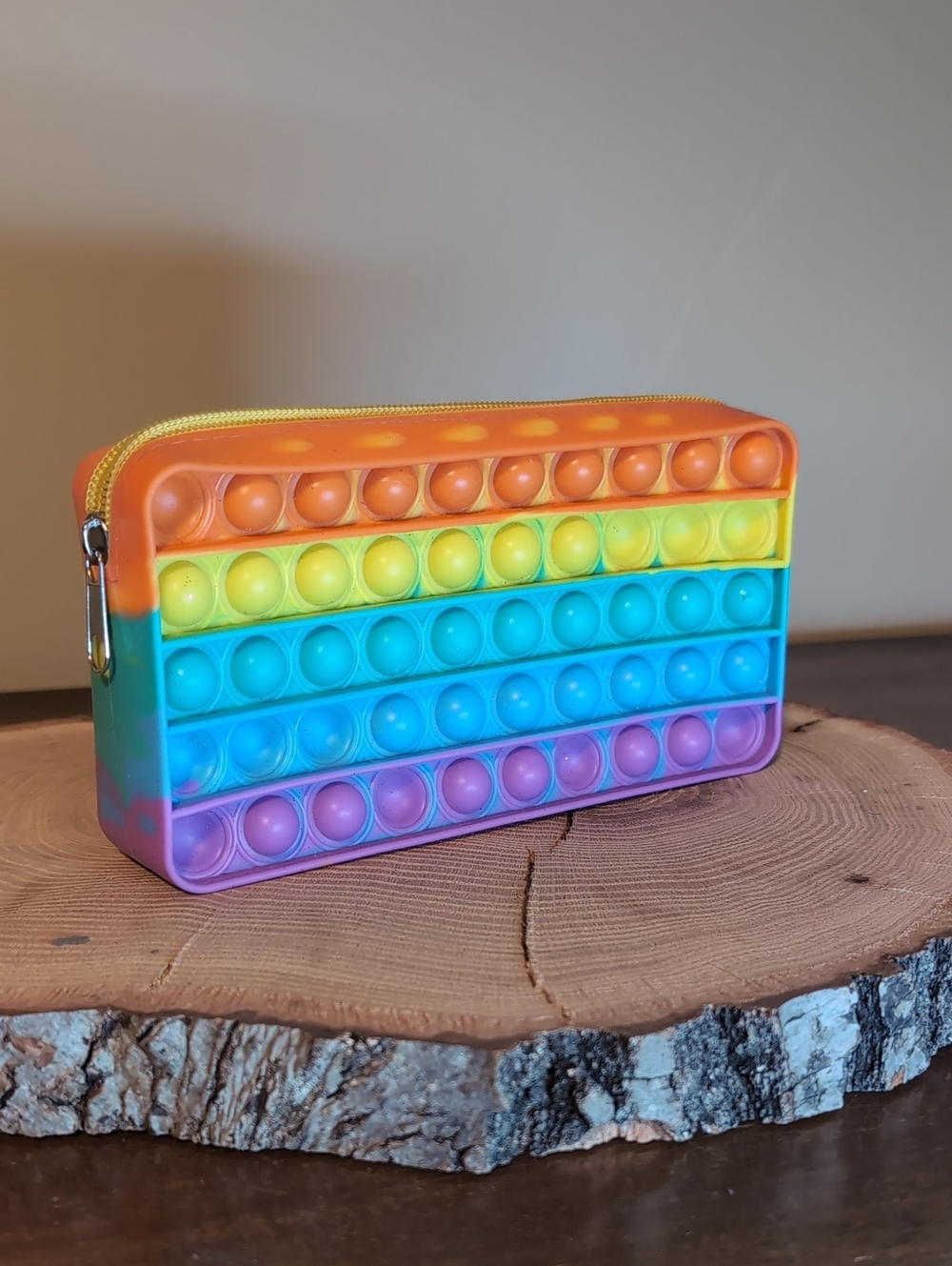 Rainbow Pop-It Zip Sensory Pouch Multicolor Pencil Case Back To School Ready